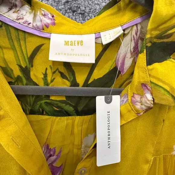 Maeve‎ by Anthropologie NWT Size 4 Yellow Floral Sleeveless Top Tunic Flowy - Picture 2 of 8